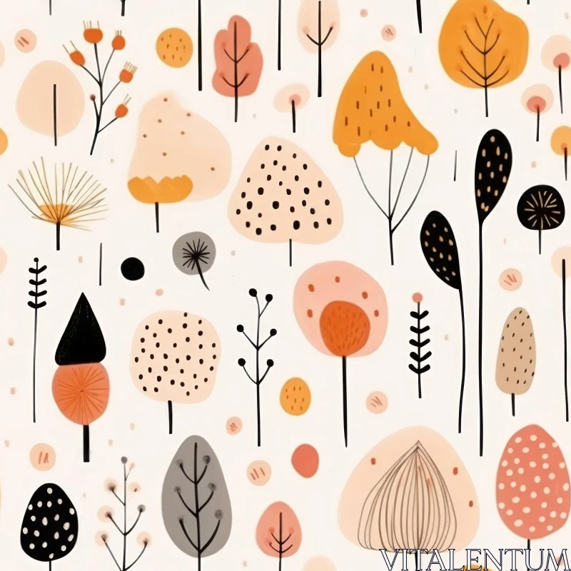 AI ART Nature-inspired Hand-drawn Pattern for Decor