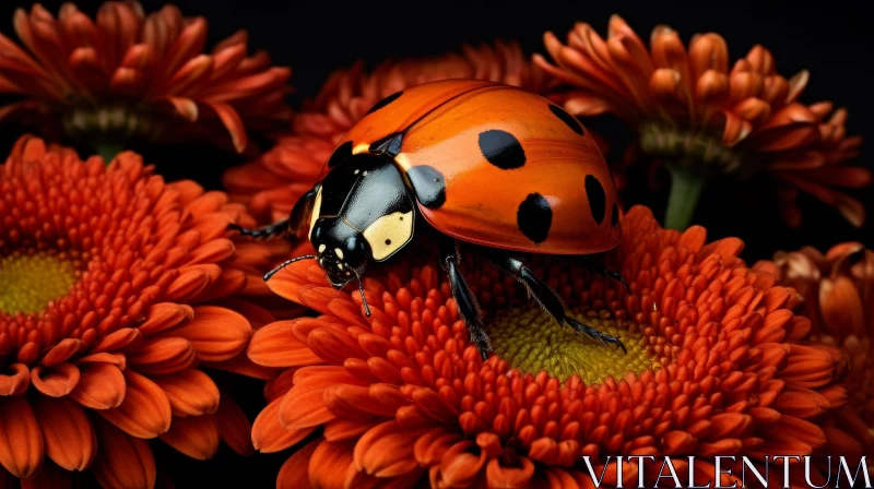 Red Ladybug on Flower: A Nature Close-Up AI Image