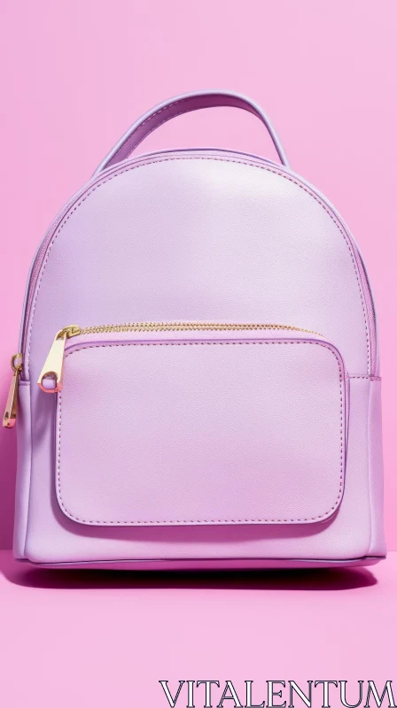AI ART Stylish Lavender Leather Backpack with Gold Zipper