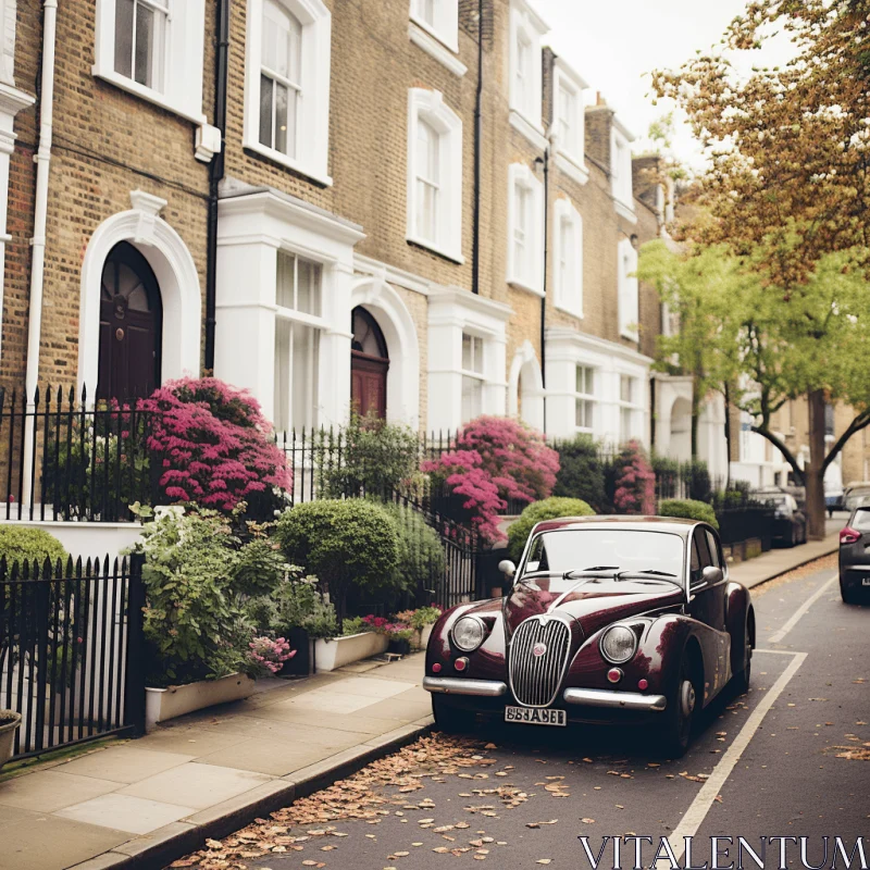 Vintage Brown Car Parked on a Street | Traditional British Landscapes AI Image