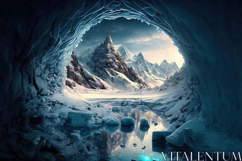 Captivating Ice Cave: Surreal Collage Landscape AI Image
