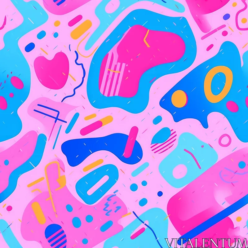 Colorful Abstract Shapes Pattern | Energetic 1980s Memphis Design AI Image