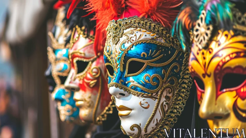 Colorful Venetian Masks: A Captivating Image of Paper-Mache Artistry AI Image