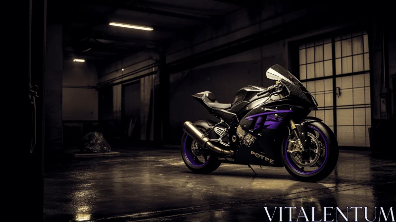 Dark and Explosive Motorcycle Art in a Garage | Abstract AI Image