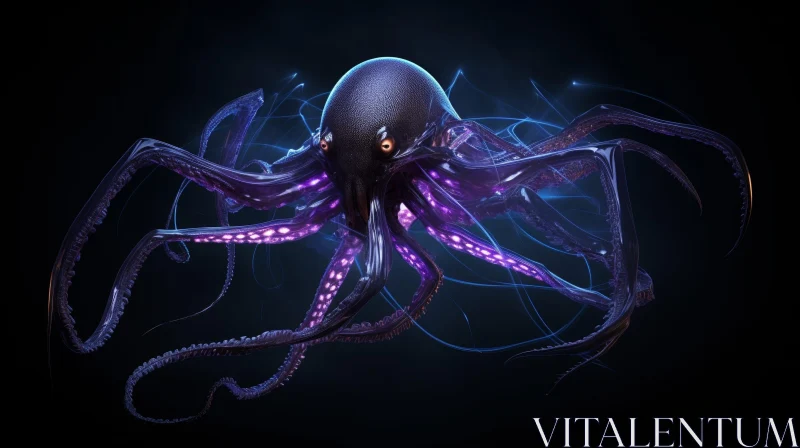 Glowing Octopus 3D Rendering - Realistic Image AI Image