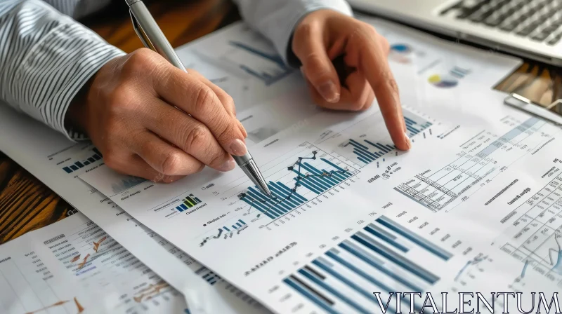 In-depth Financial Analysis: Examining Graphs and Charts | Business AI Image
