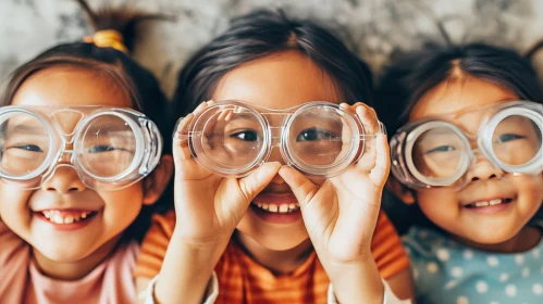 Joyful Little Girls with Safety Goggles | Candid and Genuine Moment