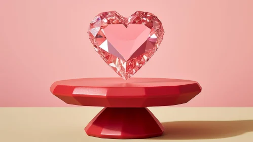 Pink Heart-Shaped Diamond on Red Pedestal - Luxury 3D Rendering