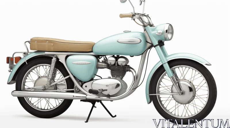Vintage Blue Motorcycle | Meticulous Detailing | Sleek Metallic Finish AI Image