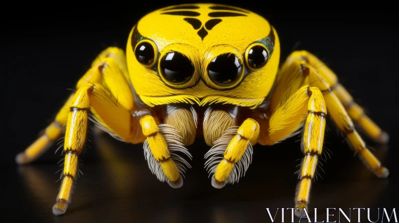AI ART Yellow Jumping Spider Close-Up - Studio Shot