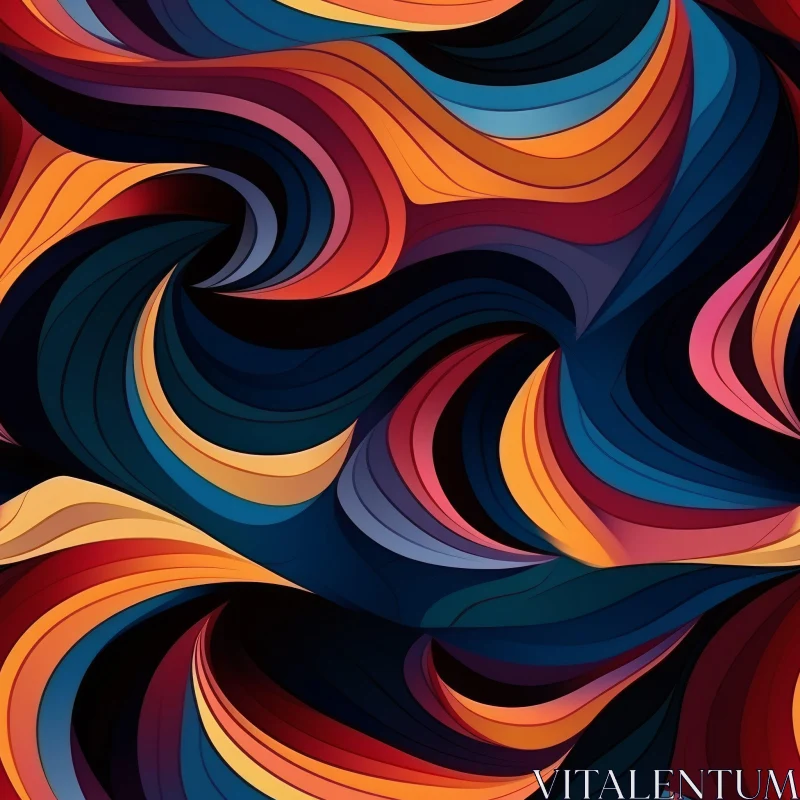 AI ART Abstract Wavy Pattern Painting - Expressive Colorful Artwork