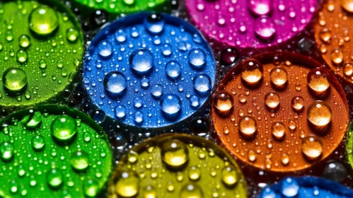 Colorful Glass Beads with Water Drops Close-up