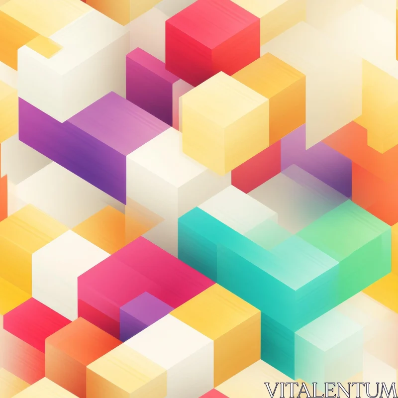 AI ART Colorful Isometric Cubes Pattern - Abstract Geometric Design