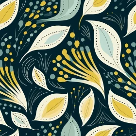 Dark Blue Floral Seamless Pattern