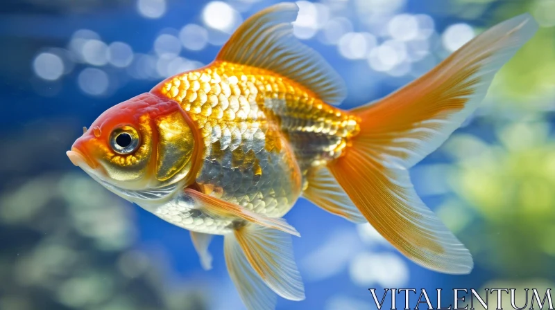 Graceful Goldfish Swimming in Blue Waters AI Image