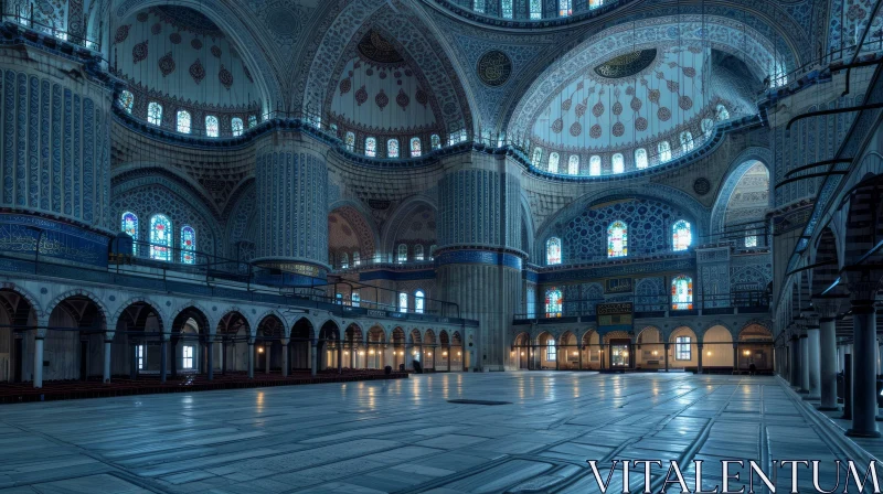AI ART Interior of the Blue Mosque in Istanbul, Turkey - A Marvel of Turkish Architecture