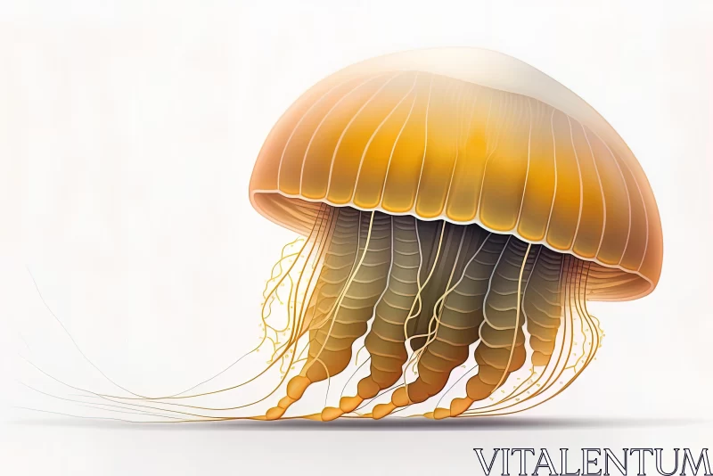 Orange Jellyfish with Long Tentacles | Multidimensional Layers AI Image