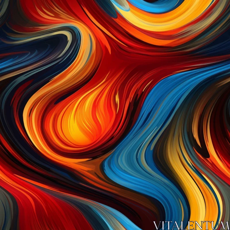 Fluid Abstract Painting with Vibrant Colors AI Image