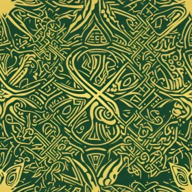 Intricate Celtic Knot Seamless Pattern on Dark Green Background