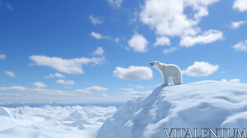 AI ART Majestic Polar Bear on Arctic Ice Floe