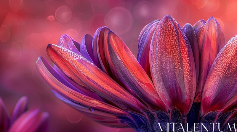 AI ART Purple Flower with Dew Drops - Close-Up Beauty