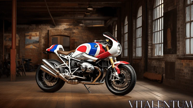 Red, White, and Blue BMW Motorcycle: A Captivating Blend of Americana and Digital Constructivism AI Image