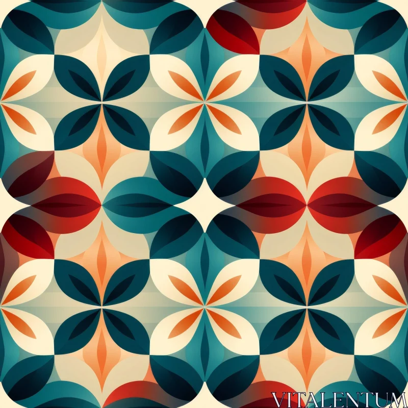 AI ART Retro Floral Symmetrical Vector Pattern