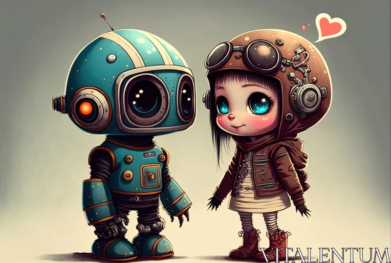 Whimsical and Futuristic Victorian Robot Couples | Darkly Romantic Illustrations AI Image