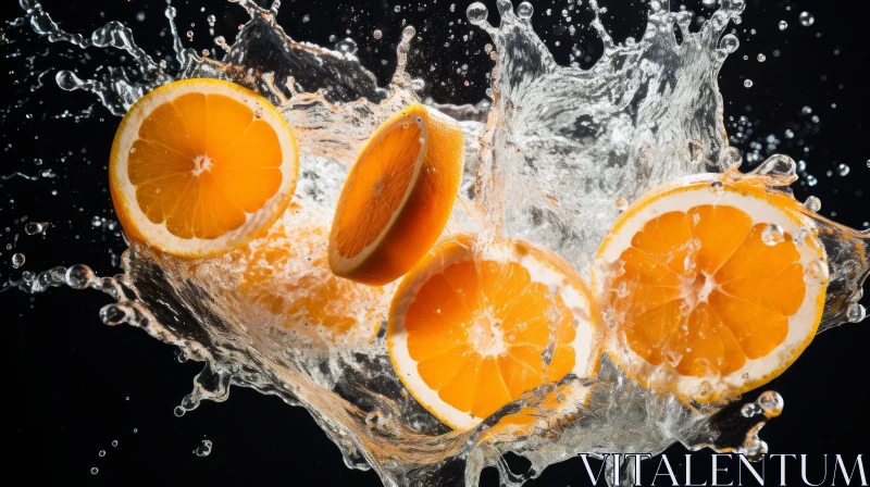 Fresh Orange with Juicy Segments and Water Droplets AI Image