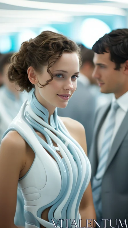 Futuristic White Dress Portrait AI Image