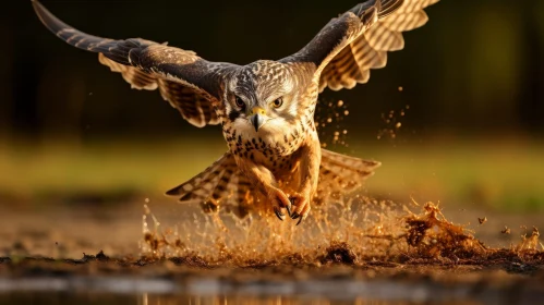 Hawk Hunting Over Water - Wildlife Photography