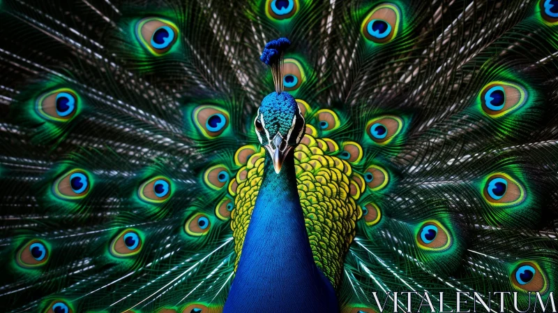AI ART Majestic Peacock Feathers Display - Close-up Shot