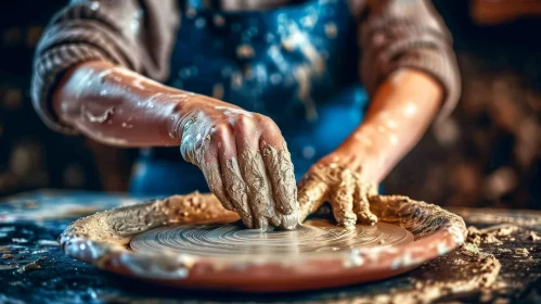 Masterful Potter's Creation: Clay Sculpting on a Potter's Wheel