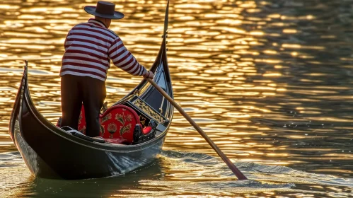 Captivating Gondolier Steering a Gondola in Venice - A Serene Moment