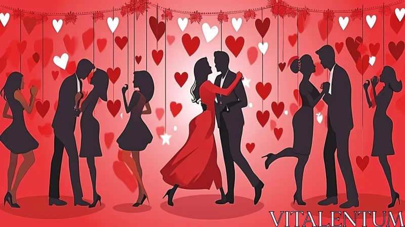 Dancing People Illustration for Valentine's Day AI Image