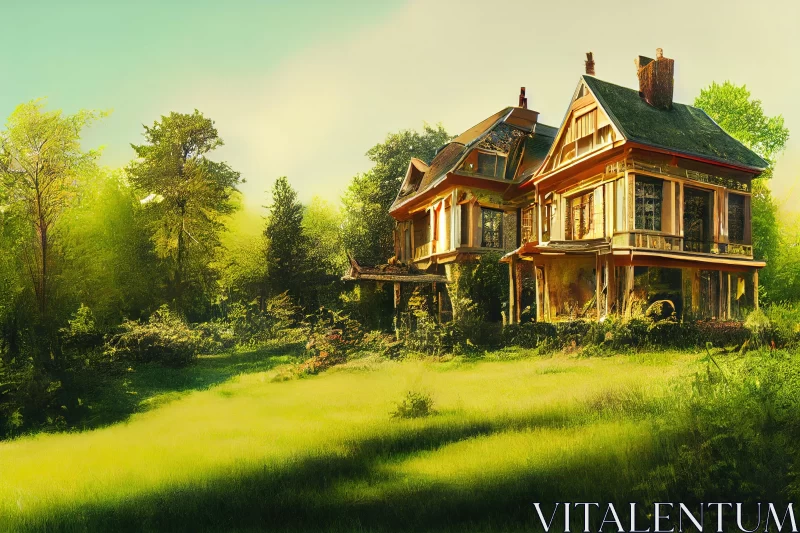 Enchanting Old House in a Photorealistic Fantasy World AI Image