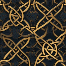 Golden Celtic Knots Pattern on Black Background