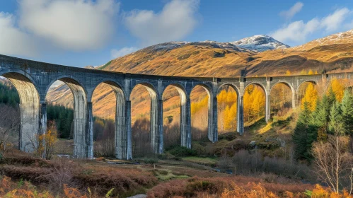 Impressive Concrete Bridge in a Scenic Mountainous Landscape