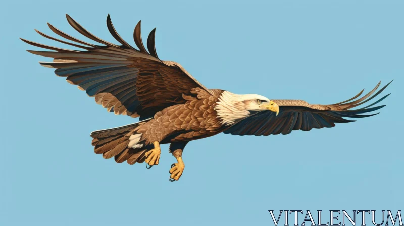 Majestic Bald Eagle Vector Illustration in Flight AI Image