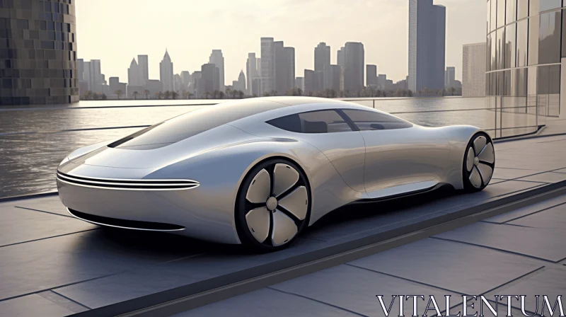 The Future Mercedes: A Majestic Car with Soft and Rounded Forms AI Image