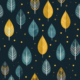 Blue and Yellow Geometric Leaves Pattern
