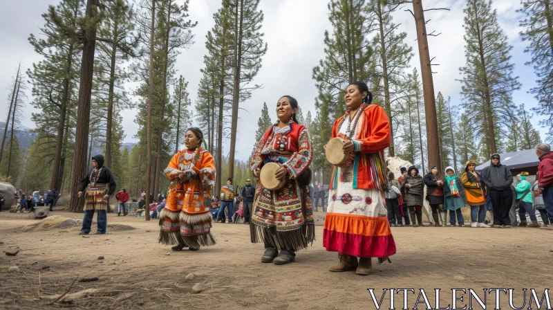 Captivating Native American Dance in a Forest AI Image