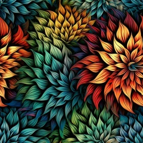 Colorful Floral Pattern on Dark Blue Background