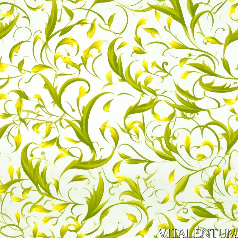Delicate Green Floral Pattern AI Image