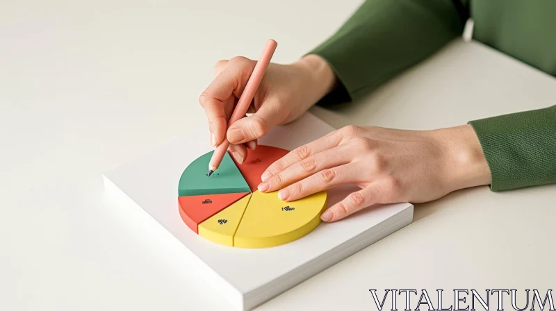 Fascinating Composition: Hands Pointing at a Pie Chart AI Image