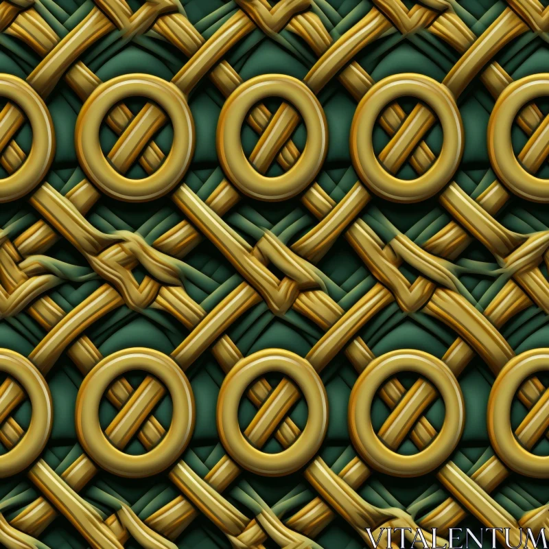 Gold Celtic Knots Pattern on Green Background AI Image
