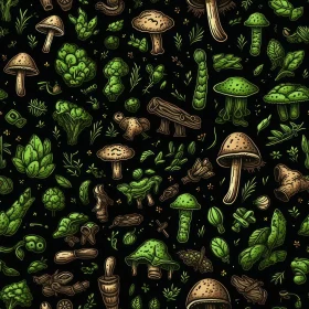 Hand-Drawn Mushroom Pattern for Wallpaper and Fabric