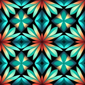 Kaleidoscopic Floral Pattern with Stars and Flowers