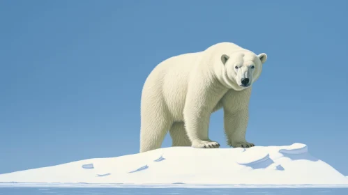 Polar Bear Painting on Ice Floe - Wildlife Artwork