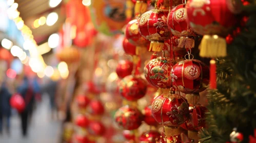 Red Chinese Lanterns: Festive Market Decor | Chinese New Year